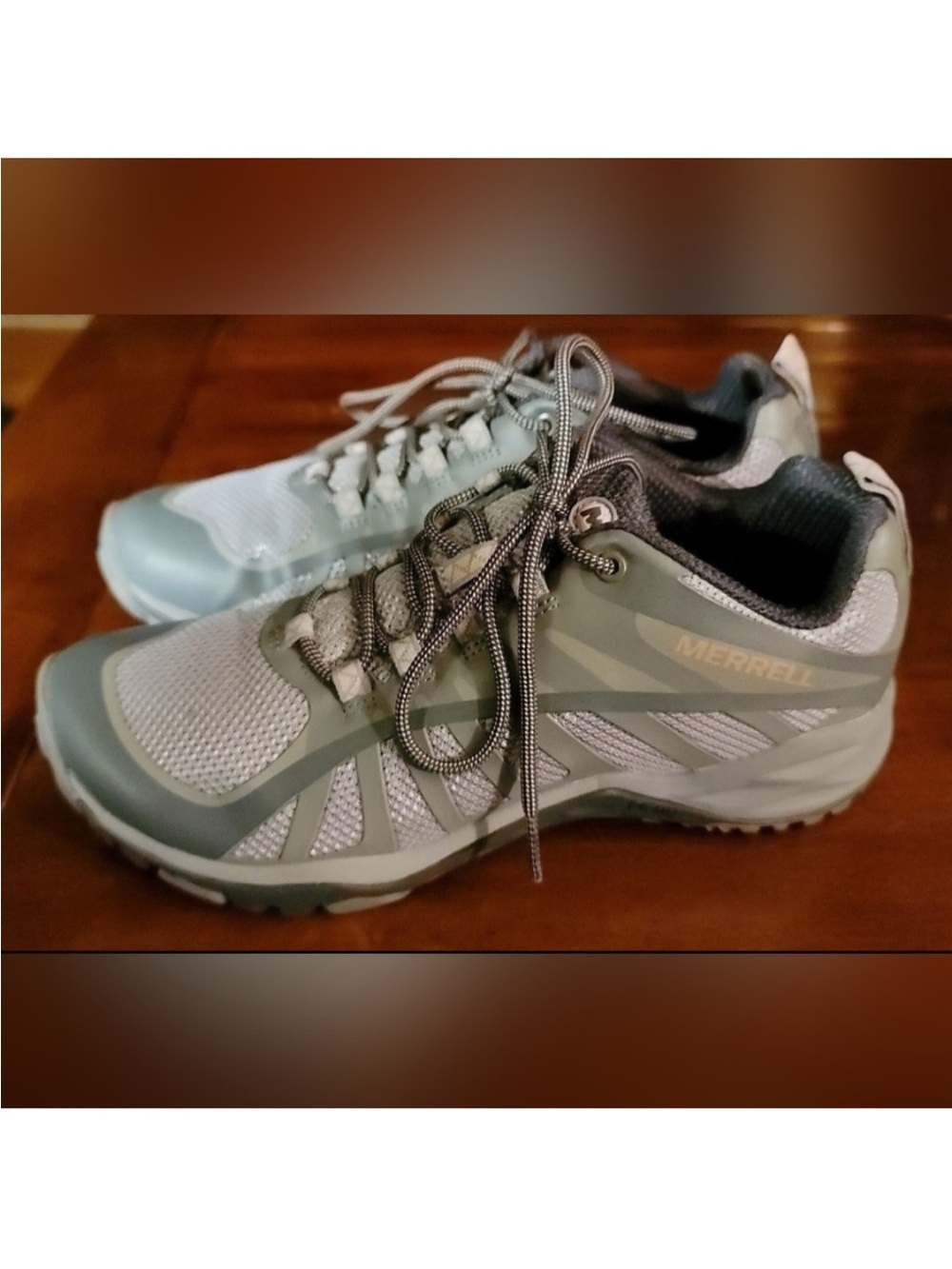Merrell Women's Athletic Hiking Shoe in Light Gray and Green